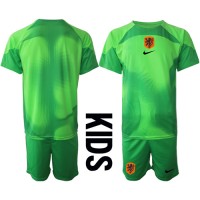 Holland Målmand Hjemmebanesæt Børn VM 2022 Kortærmet (+ Korte bukser)